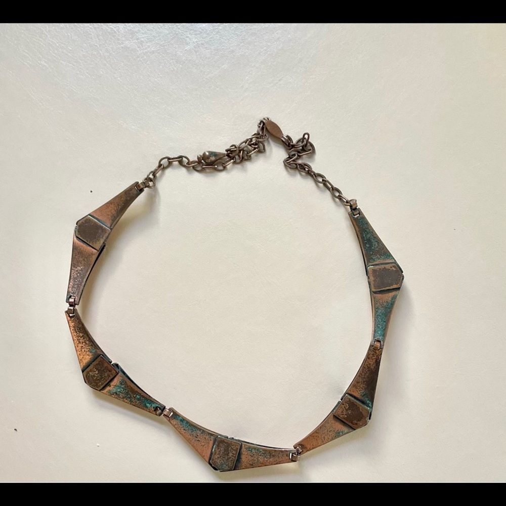 Renoir Copper  mid century link design choker necklace - Picture 3 of 11